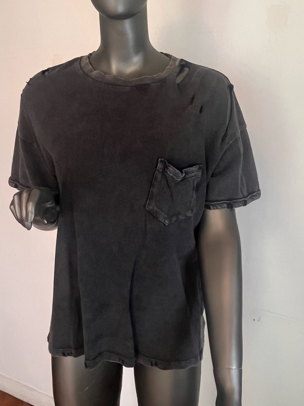 Free People Washed Black oversized lPocket Tee
